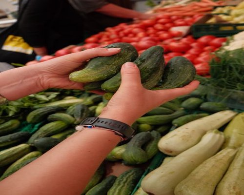 Fresh tomatoes, greens and cucumbers from a local Romanian market